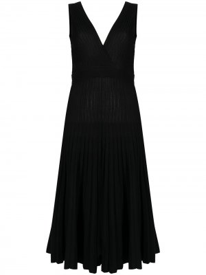Трикотажное платье миди с V-образным вырезом P.A.R.O.S.H.. Цвет: черный