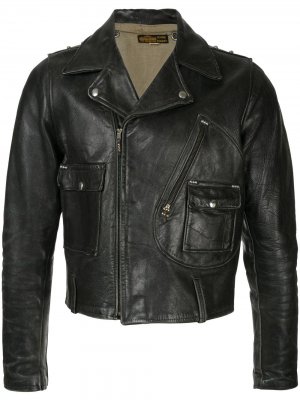 Мотоциклетная куртка Harley Davidson 1940-х годов Fake Alpha Vintage. Цвет: черный