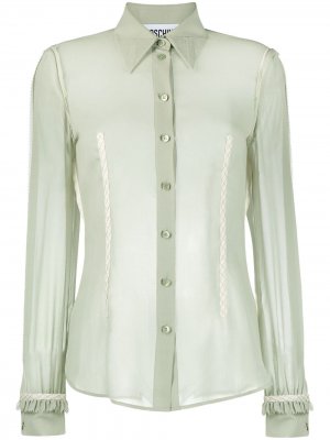 Прозрачная рубашка с фестонами Moschino. Цвет: зеленый