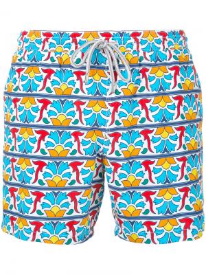 Пляжные шорты с геометрическим цветочным принтом Capricode. Цвет: многоцветный
