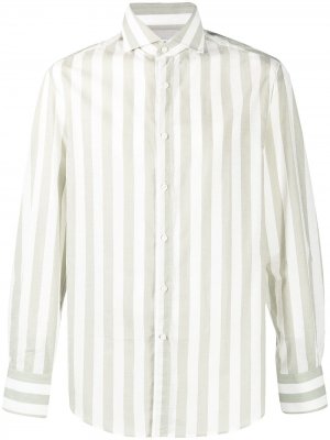 Полосатая рубашка на пуговицах Brunello Cucinelli. Цвет: зеленый
