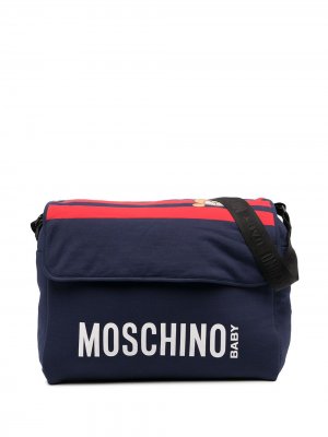 Пеленальная сумка с логотипом Moschino Kids. Цвет: синий
