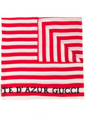 Платок в полоску c логотипом Gucci. Цвет: красный