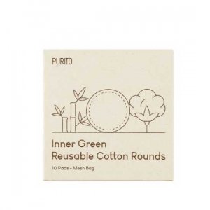 PURITO Inner Green многоразовые хлопковые кружки, 10 подушечек + сетчатая сумка, 11items