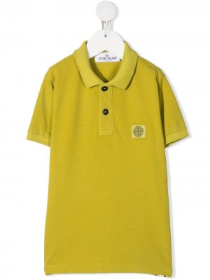 Рубашка поло с нашивкой-логотипом Stone Island Junior. Цвет: желтый