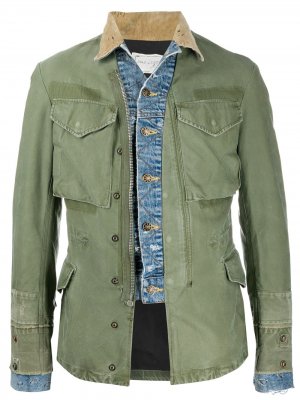 Куртка с отделкой из денима Greg Lauren. Цвет: зеленый