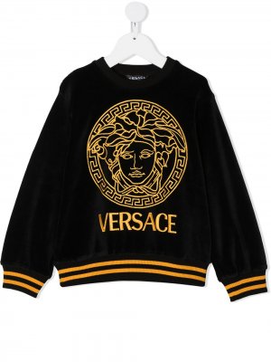 Толстовка с вышитым логотипом Young Versace. Цвет: черный