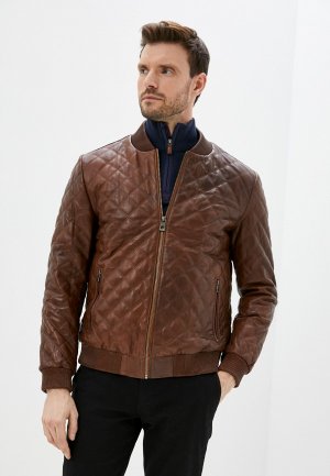 Куртка кожаная Basics & More. Цвет: коричневый