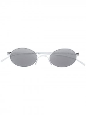 X Maison Margiela солнцезащитные очки округлой формы Mykita. Цвет: белый