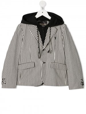 Полосатый пиджак с капюшоном TRUSSARDI JUNIOR. Цвет: черный