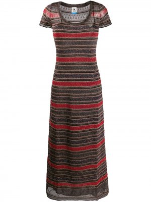 Платье из джерси в полоску с короткими рукавами M Missoni. Цвет: красный