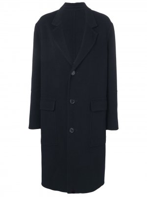 Длинное пальто с рукавами реглан и поясом AMI Paris. Цвет: синий