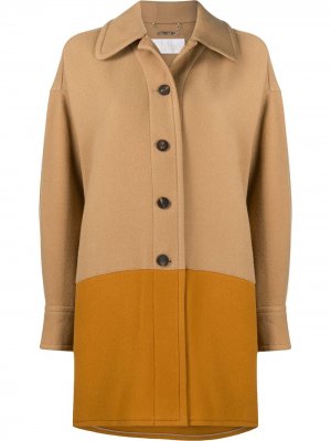 Двухцветное однобортное пальто Chloé. Цвет: коричневый