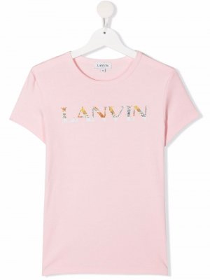 Футболка с короткими рукавами и логотипом LANVIN Enfant. Цвет: розовый