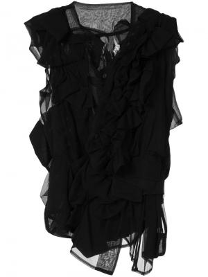 Прозрачная блузка с рюшами Comme Des Garçons Pre-Owned. Цвет: черный