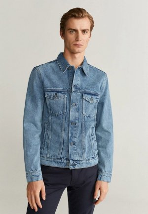 Куртка джинсовая Mango Man. Цвет: голубой
