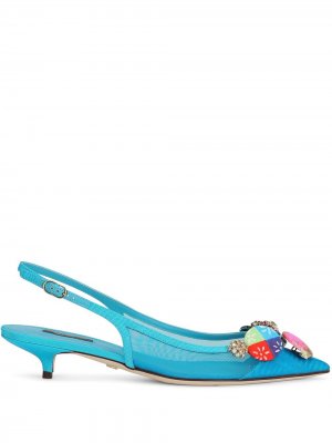 Декорированные туфли с ремешком на пятке Dolce & Gabbana. Цвет: синий