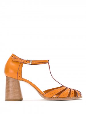 Туфли-лодочки на наборном каблуке Sarah Chofakian. Цвет: оранжевый