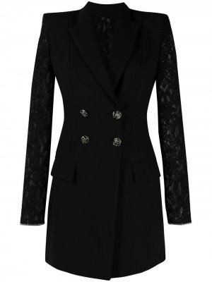 Платье-пиджак с кружевными вставками Philipp Plein. Цвет: черный