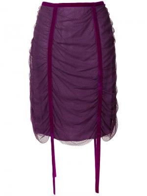 Драпированная сетчатая юбка Romeo Gigli Vintage. Цвет: purple