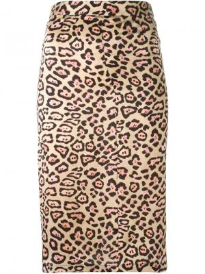 Юбка А-образного силуэта с леопардовым принтом Givenchy. Цвет: телесный