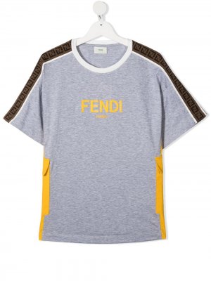 Футболка с логотипом Fendi Kids. Цвет: серый