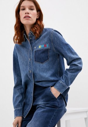 Рубашка джинсовая Armani Exchange. Цвет: синий
