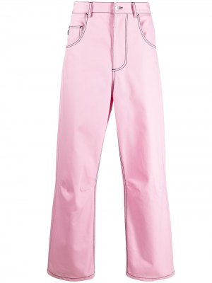 Прямые брюки с контрастной строчкой MSGM. Цвет: розовый