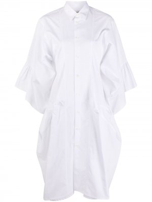 Платье-рубашка с оборками на манжетах Junya Watanabe. Цвет: белый