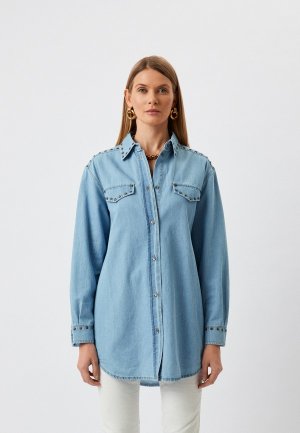 Рубашка джинсовая Moschino. Цвет: голубой