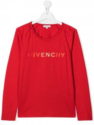 Футболка с длинными рукавами и логотипом Givenchy Kids. Цвет: красный