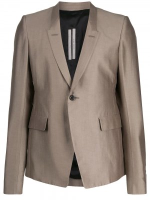 Однобортный пиджак узкого кроя Rick Owens. Цвет: серый