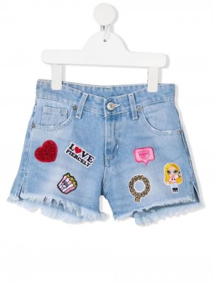 Джинсовые шорты Eyelike с вышивкой Chiara Ferragni Kids. Цвет: синий