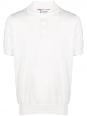 Однотонная рубашка поло на пуговицах Brunello Cucinelli. Цвет: белый