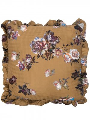 Подушка с цветочным принтом и оборками Preen By Thornton Bregazzi. Цвет: коричневый