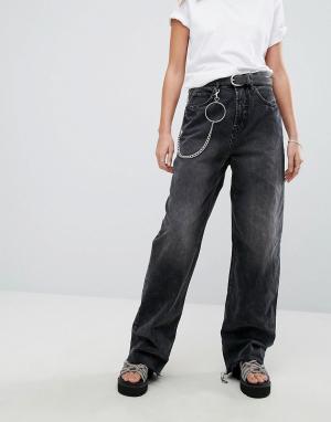 Широкие джинсы в стиле 90-х с цепочкой Cheap Monday. Цвет: черный