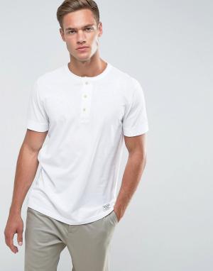 Белая узкая футболка хенли Abercrombie & Fitch. Цвет: белый