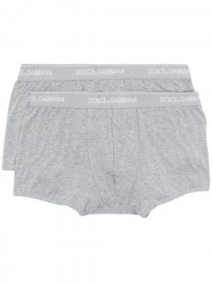 Комплект из двух боксеров с логотипом Dolce & Gabbana. Цвет: серый