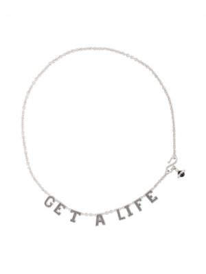 Серебряное колье с надписью Get A Life Vivienne Westwood. Цвет: серебристый