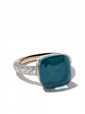 Золотое кольцо Nudo с топазом и бриллиантом Pomellato. Цвет: голубой