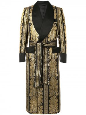 Жаккардовый халат с поясом Dolce & Gabbana. Цвет: золотистый