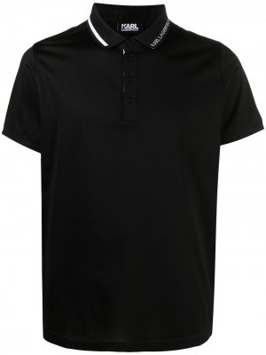 Рубашка поло с жаккардовым логотипом Karl Lagerfeld. Цвет: черный