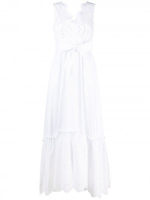 Платье макси с английской вышивкой P.A.R.O.S.H.. Цвет: белый
