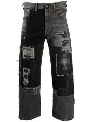 Укороченные джинсы с нашивками Junya Watanabe MAN. Цвет: серый