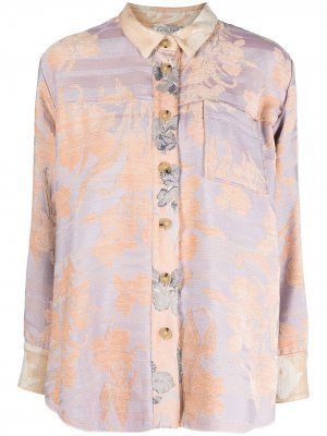 Жаккардовая куртка-рубашка с цветочным узором Forte. Цвет: нейтральные цвета