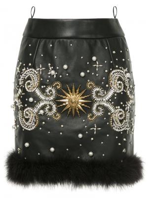 Декорированная юбка миди Fausto Puglisi. Цвет: черный