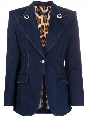 Однобортный джинсовый блейзер Dolce & Gabbana. Цвет: синий