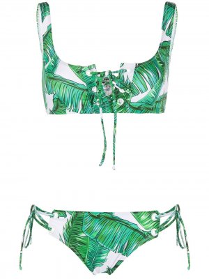 Укороченный лиф бикини Jungle с принтом Noire Swimwear. Цвет: белый