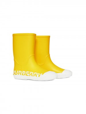 Резиновые сапоги с логотипом Burberry Kids. Цвет: желтый
