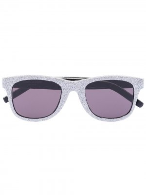 Солнцезащитные очки в квадратной оправе с блестками Saint Laurent Eyewear. Цвет: серебристый